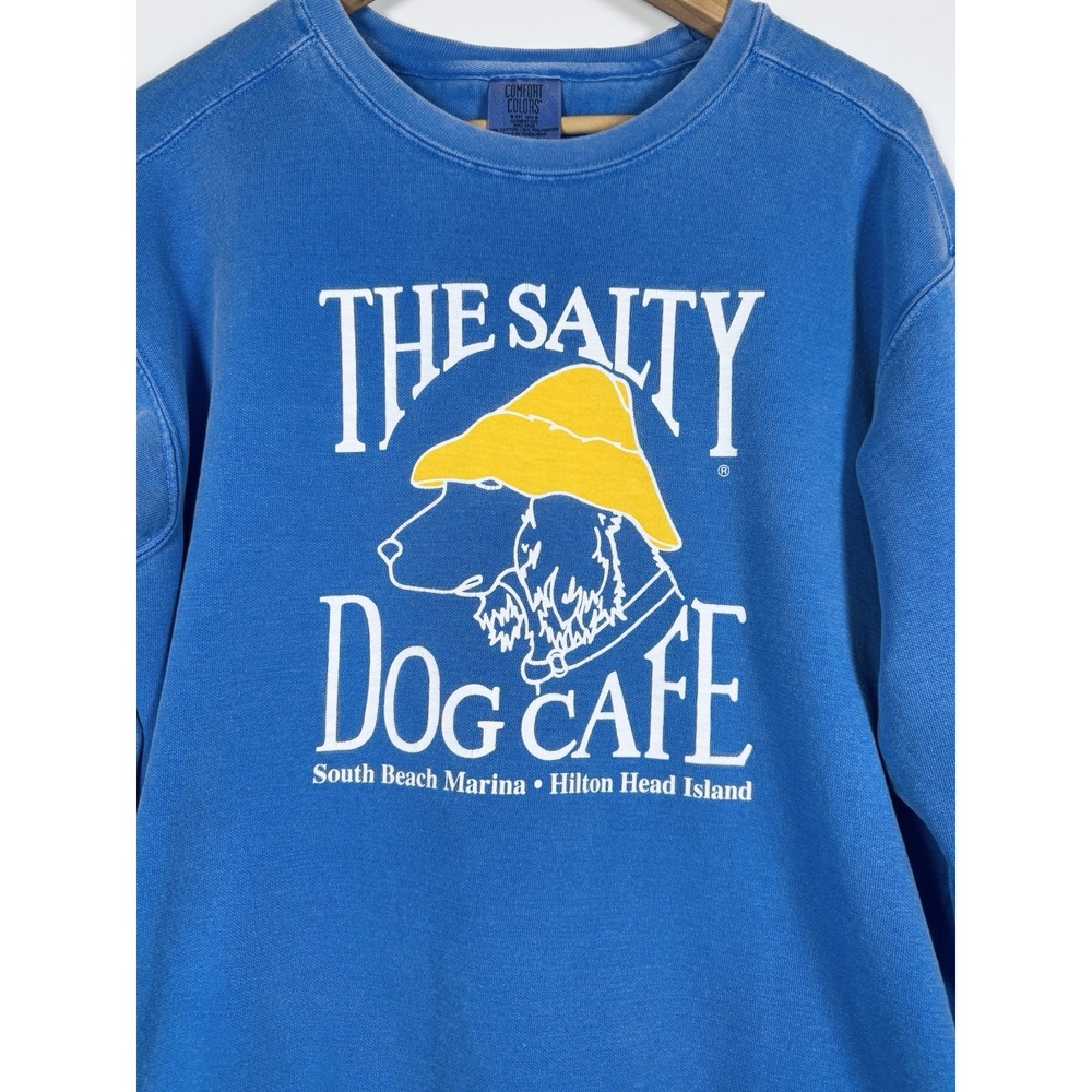 The Salty Dog Cafe Sweatshirt Large Blue Hilton Head Island Dog Graphic Comfort - Picture 2 of 8